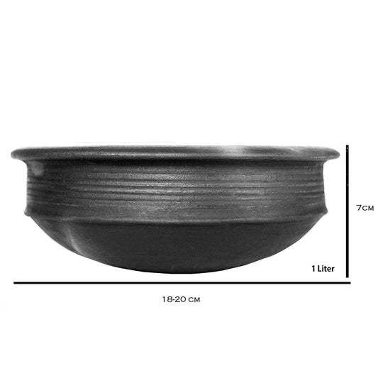 Black Clay Pot 1 Litre with Lid