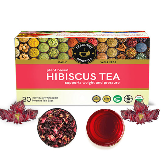 Hibiscus Flower Tea (1 Month Pack, 30 Tea Bags) - Helps with Iron Source, Blood Cholesterol & Heart Health