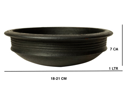 Black Clay Pot Set with Lid (1,2,3Litre)