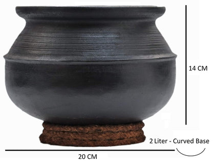Black Clay Handi with Lid 2 Litre