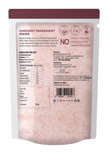 Keya Himalayan Pink Salt 1kg | Mineral rich Salt for Healthy Cooking | Natural Substitute of Iodised White Salt | Sendha Namak for Healthy Life