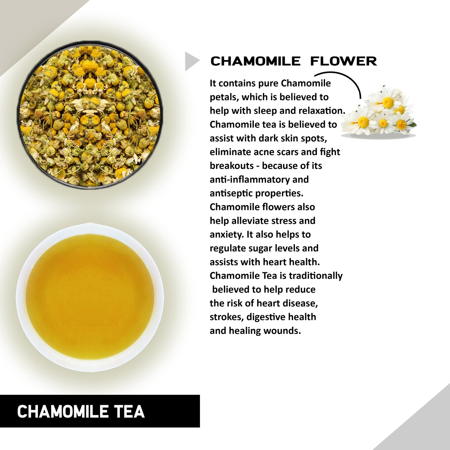 Chamomile Tea (1 Month Pack, 30 Tea Bags) - Helps with Sleep, Sugar Levels and Relaxation