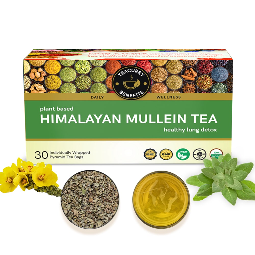 Himalayan Mullein Tea (1 Month Pack, 30 Tea Bags) - Helps with Asthma, Lung Detox, Immunity and Easy Sleep