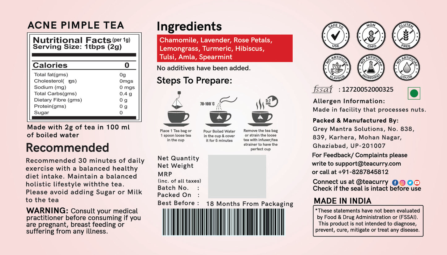 Acne Tea (1 Month Pack | 30 Tea Bags)