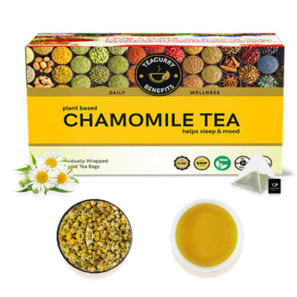 Chamomile Tea (1 Month Pack, 30 Tea Bags) - Helps with Sleep, Sugar Levels and Relaxation